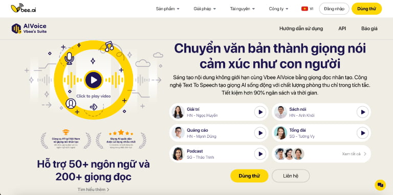 Vbee hỗ trợ ngôn ngữ Việt đa nền tảng